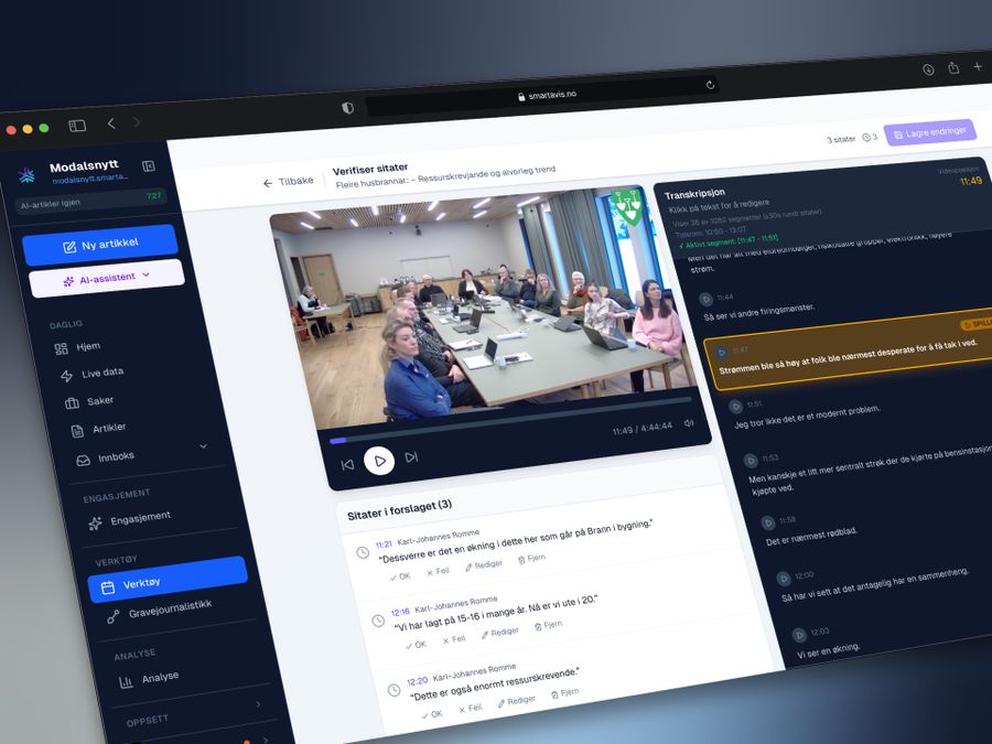 Fra kommunestyremøte til ferdig artikkel: Slik løser SmartAvis KommuneTV-dekningen