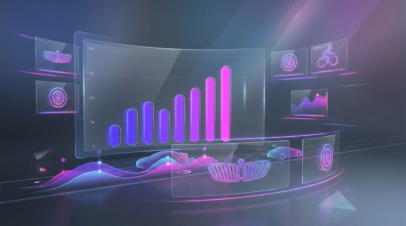 Eksempel på en statistikkvideo med animerte diagrammer som viser markedstallene på en engasjerende måte.